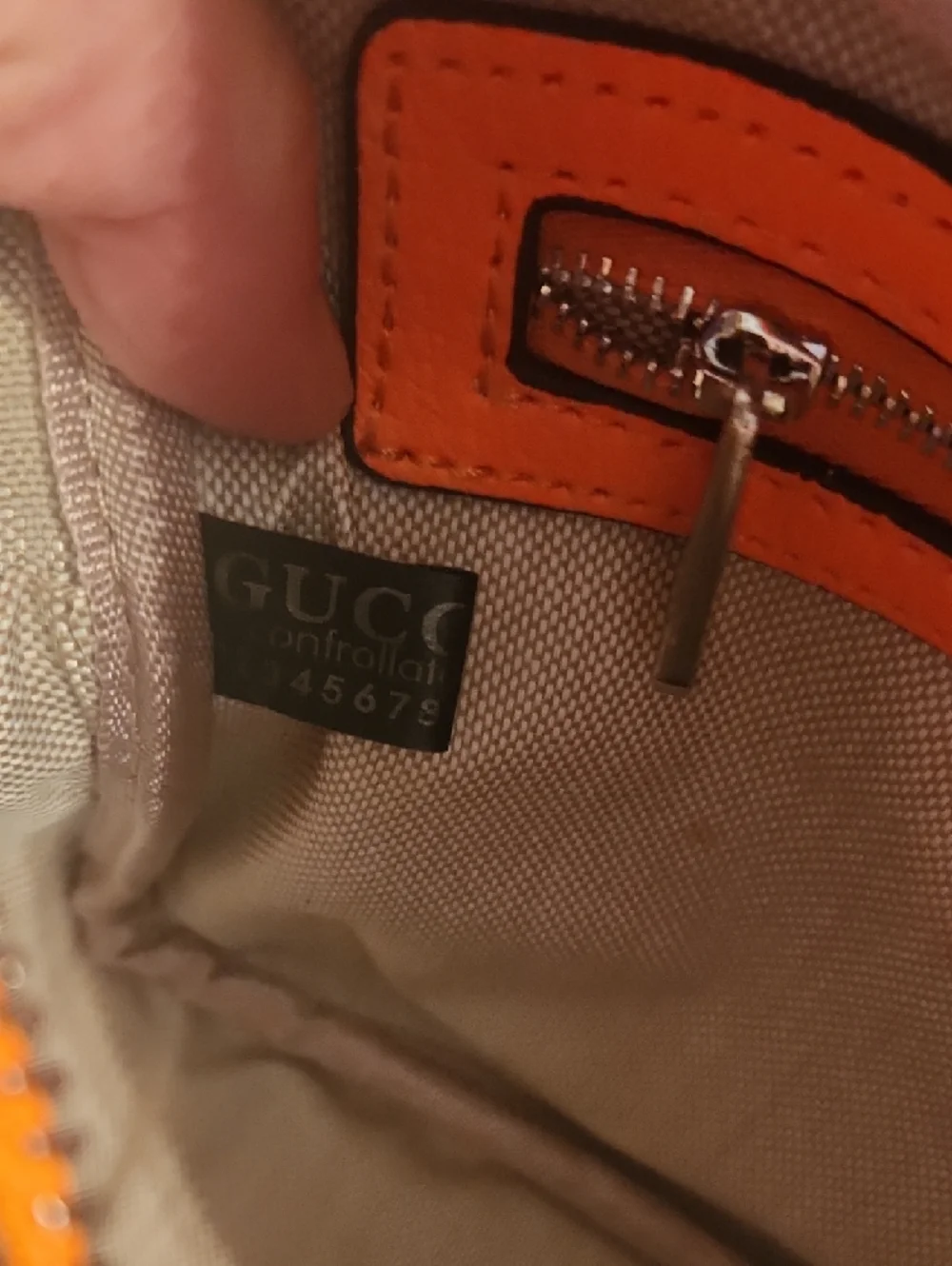 Inspired By Desiner Brown Supreme Crossbody with Orange Accents - Picture 10 of 16